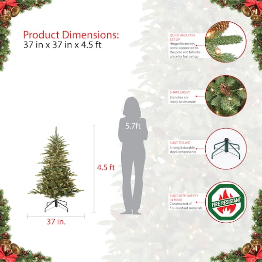 6 Pack: 4.5ft. Pre-Lit Aspen Fir Artificial Christmas Tree, Clear Lights